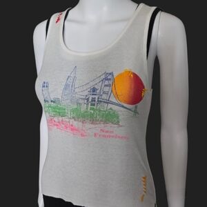 FRESH KARMA LOS ANGELES "San Francisco" Silk Screen Graphic Distressed Crop Tank